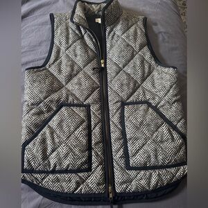 J. Crew Herringbone Quilted Vest in Black and Cream